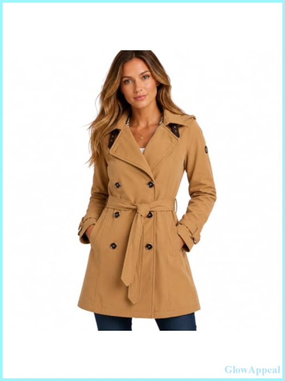 Softshell Trench Coat Women Long Hooded Belted Water Resistant